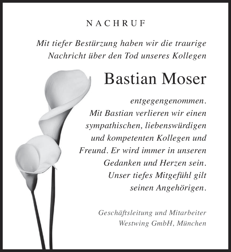  Traueranzeige für Bastian Moser vom 20.01.2018 aus merkurtz