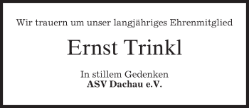 Traueranzeige von Ernst Trinkl von merkurtz