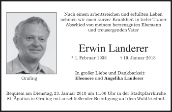 Traueranzeige von Erwin Landerer von merkurtz