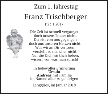 Traueranzeige von Franz Trischberger von merkurtz
