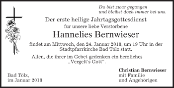 Traueranzeige von Hannelies Bernwieser von merkurtz