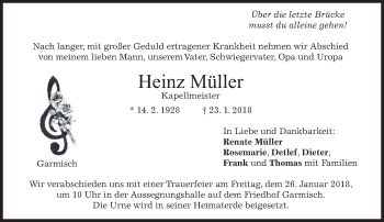 Traueranzeige von Heinz Müller von merkurtz