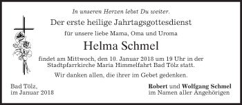 Traueranzeige von Helma Schmel von merkurtz