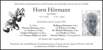 Traueranzeige von Horst Hörmann von merkurtz