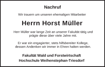 Traueranzeige von Horst Müller von merkurtz