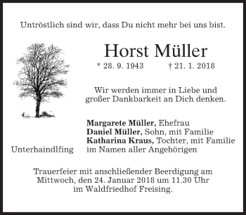 Traueranzeige von Horst Müller von merkurtz