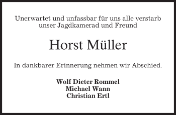 Traueranzeige von Horst Müller von merkurtz