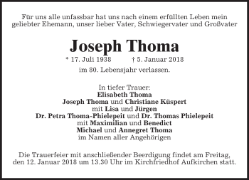 Traueranzeige von Joseph Thoma von merkurtz