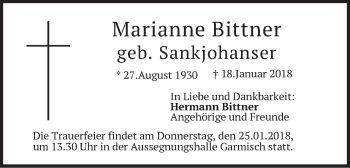 Traueranzeige von Marianne Bittner von merkurtz