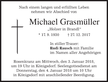 Traueranzeige von Michael Grasmüller von merkurtz