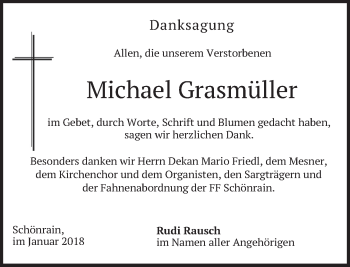 Traueranzeige von Michael Grasmüller von merkurtz
