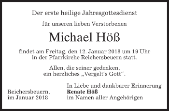 Traueranzeige von Michael Höß von merkurtz