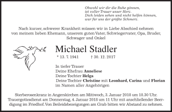 Traueranzeige von Michael Stadler von merkurtz
