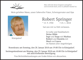 Traueranzeige von Robert Springer von merkurtz