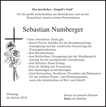 Traueranzeige von Sebastian Numberger von merkurtz