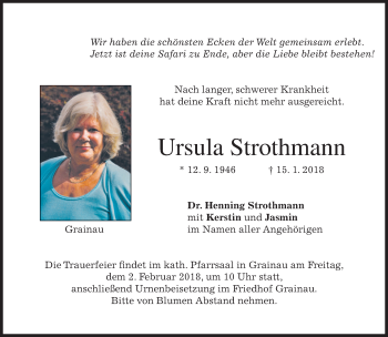 Traueranzeige von Ursula Strothmann von merkurtz