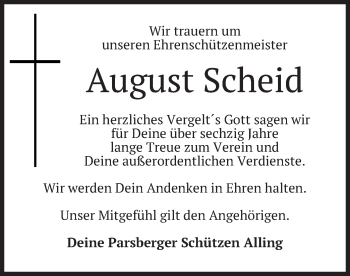 Traueranzeige von August Scheid von merkurtz