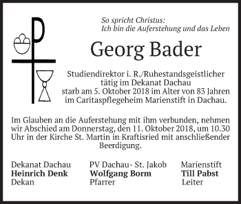 Traueranzeige von Georg Bader