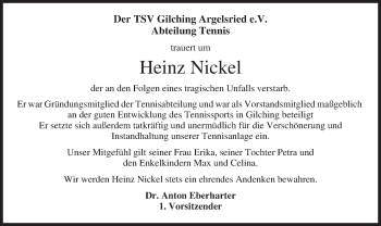 Traueranzeige von Heinz Nickel von merkurtz