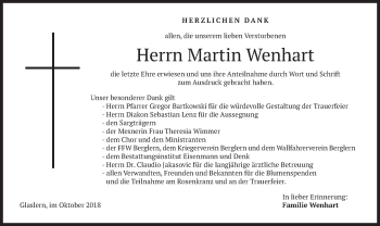Traueranzeige von Martin Wenhart von merkurtz