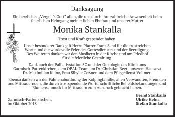 Traueranzeige von Monika Stankalla von merkurtz