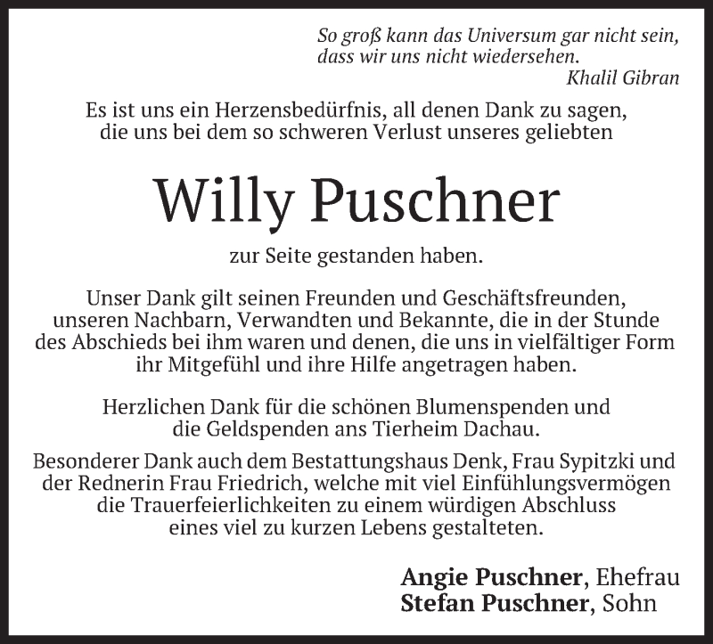  Traueranzeige für Willy Puschner vom 06.10.2018 aus merkurtz