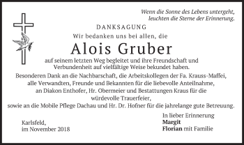 Traueranzeige von Alois Gruber