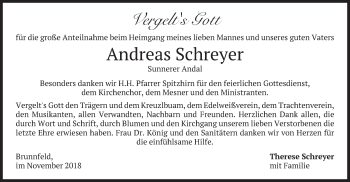 Traueranzeige von Andreas Schreyer von merkurtz