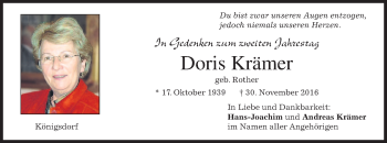 Traueranzeige von Doris Krämer von merkurtz