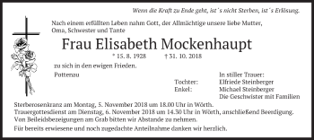 Traueranzeige von Elisabeth Mockenhaupt von merkurtz