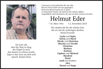 Traueranzeige von Helmut Eder von merkurtz