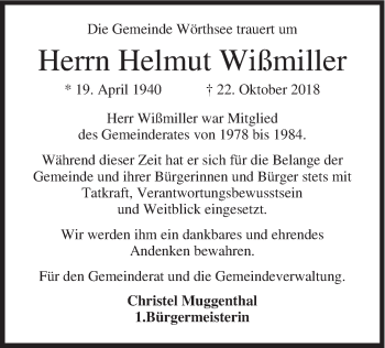 Traueranzeige von Helmut Wißmiller von merkurtz