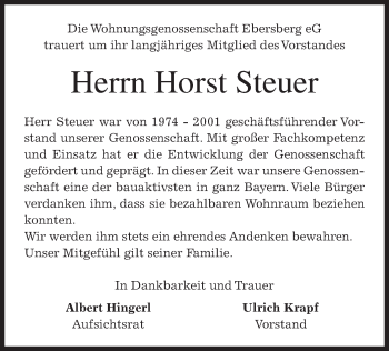 Traueranzeige von Horst Steuer