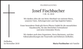 Traueranzeige von Josef Fischbacher von merkurtz