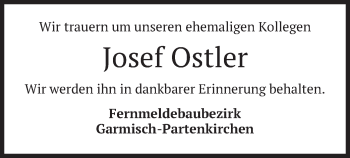Traueranzeige von Josef Ostler von merkurtz
