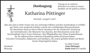 Traueranzeige von Katharina Pöttinger von merkurtz