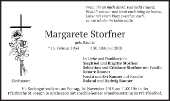 Traueranzeige von Margarete Storfner von merkurtz
