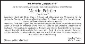 Traueranzeige von Martin Echtler von merkurtz