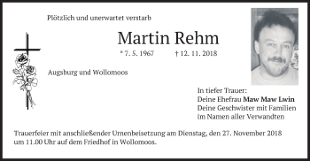 Traueranzeige von Martin Rehm von merkurtz