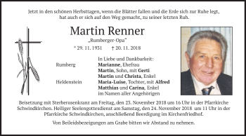 Traueranzeige von Martin Renner von merkurtz