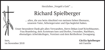 Traueranzeige von Richard Spielberger von merkurtz