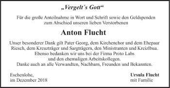 Traueranzeige von Anton Flucht von merkurtz