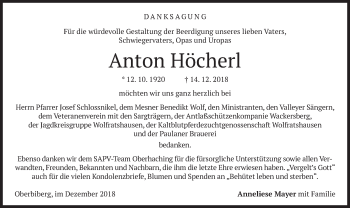 Traueranzeige von Anton Höcherl von merkurtz
