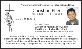 Traueranzeige von Christian Eberl von merkurtz