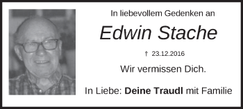 Traueranzeige von Edwin Stache von merkurtz