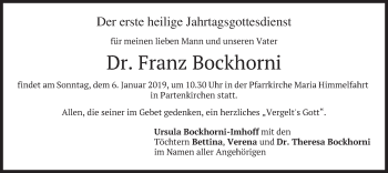 Traueranzeige von Franz Bockhorni von merkurtz