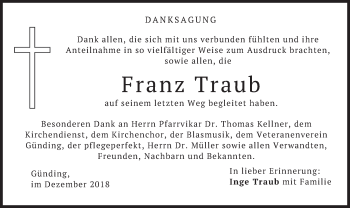 Traueranzeige von Franz Traub
