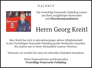 Traueranzeige von Georg Kreitl von merkurtz