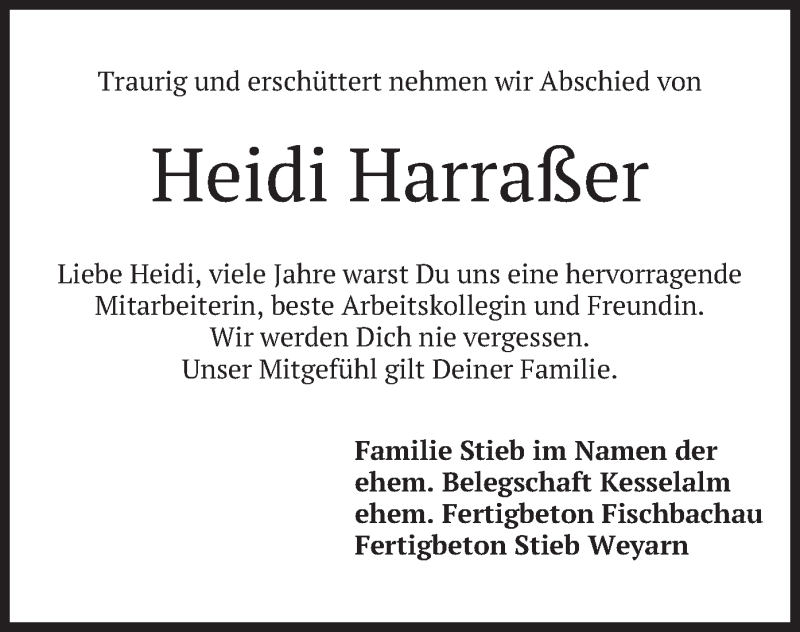  Traueranzeige für Heidi Harraßer vom 17.12.2018 aus merkurtz