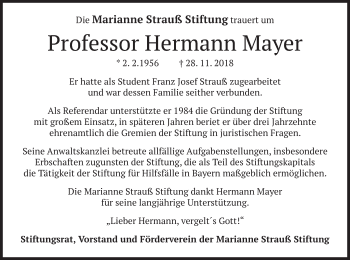 Traueranzeige von Hermann Mayer von merkurtz